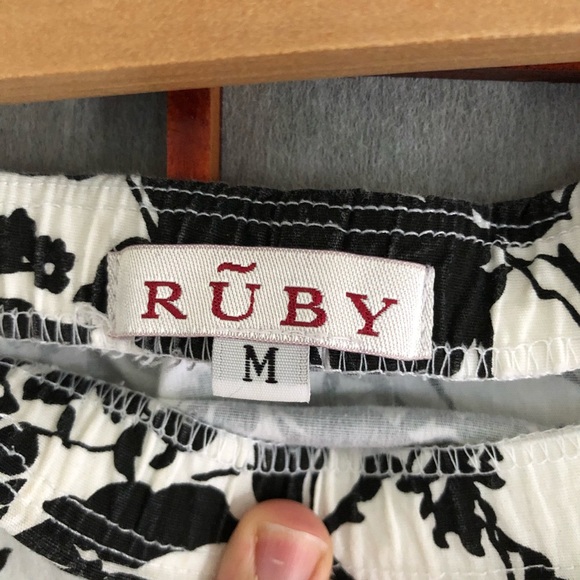 Strapless Black and White Floral Dress - Picture 3 of 6